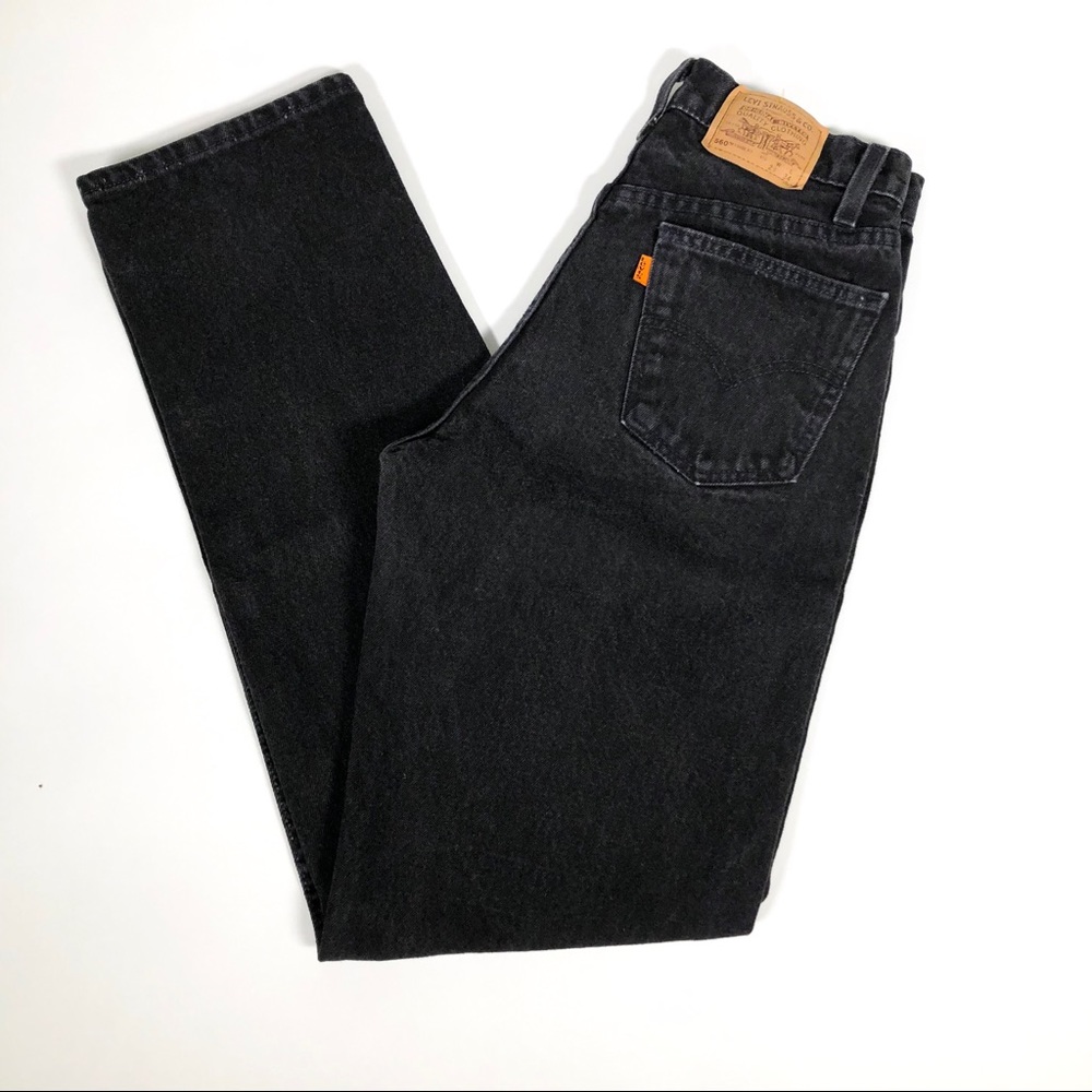 ♥️SOLD♥️Black Vintage Highwaisted Orange Tab Levis